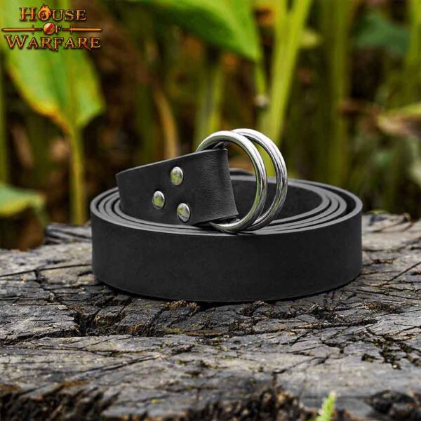 Double Ring Leather Belt - Black