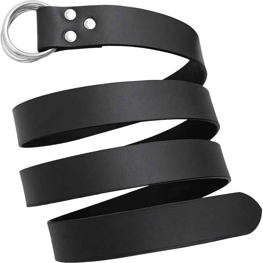 Double Ring Leather Belt - Black