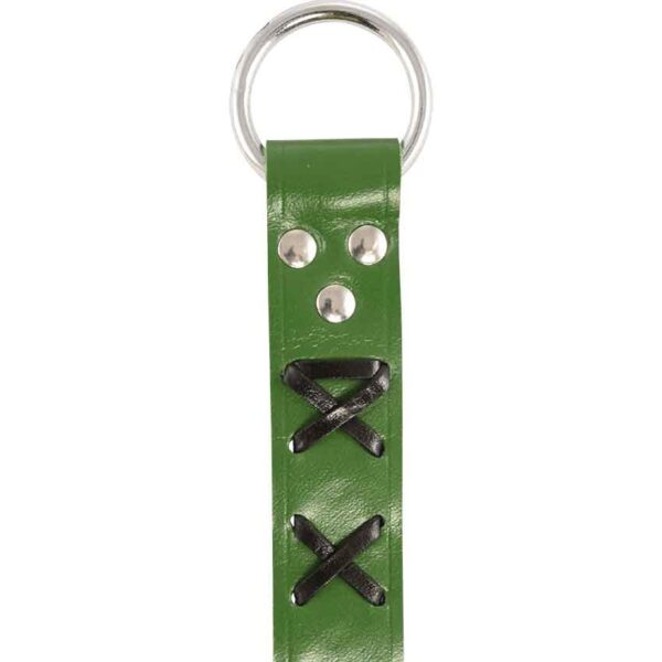 Laced Leather Ring Belt - Green with Black
