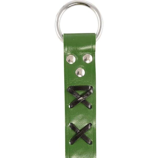 Laced Leather Ring Belt - Green with Black