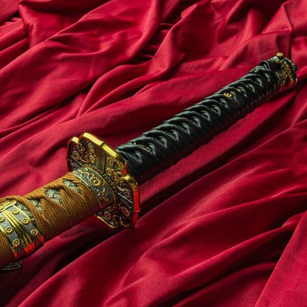 Golden Flower Black Wrap Katana