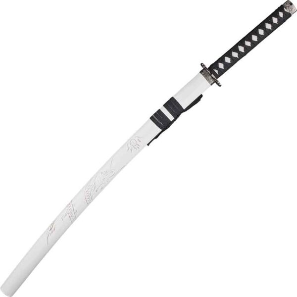 Carved Dragon White Saya Katana