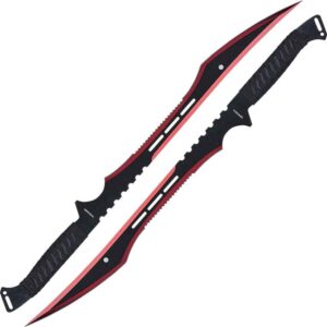 thumbnail interactive-video image 1 of 40 Inch Twin Ninja Samurai Sword Set With Back Harness - Foam Cosplay Swords For Costumes 1 of 5