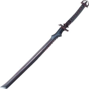 Engraved Dark Blood LARP Katana - Red - 44 Inches