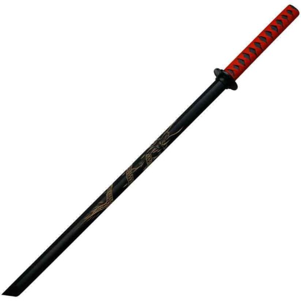 Black Engraved Dragon Bokken Sword