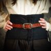 Medieval Scrollwork Leather Belt - Brown