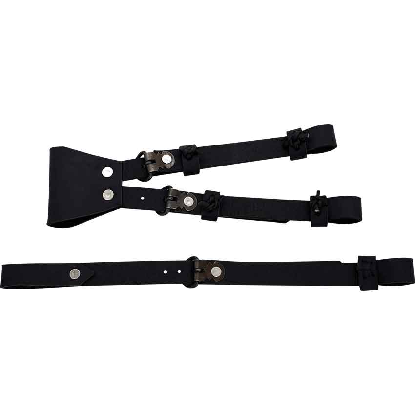 Adjustable Leather Sword Frog Set - Black
