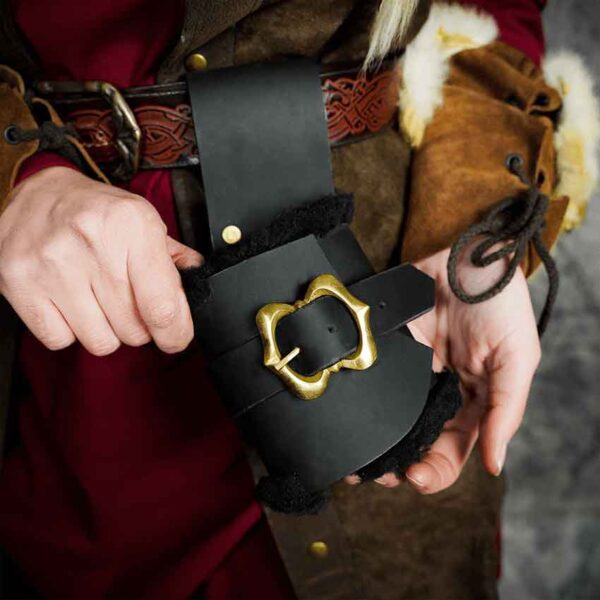 Fur Lined Leather Sword Frog - Black