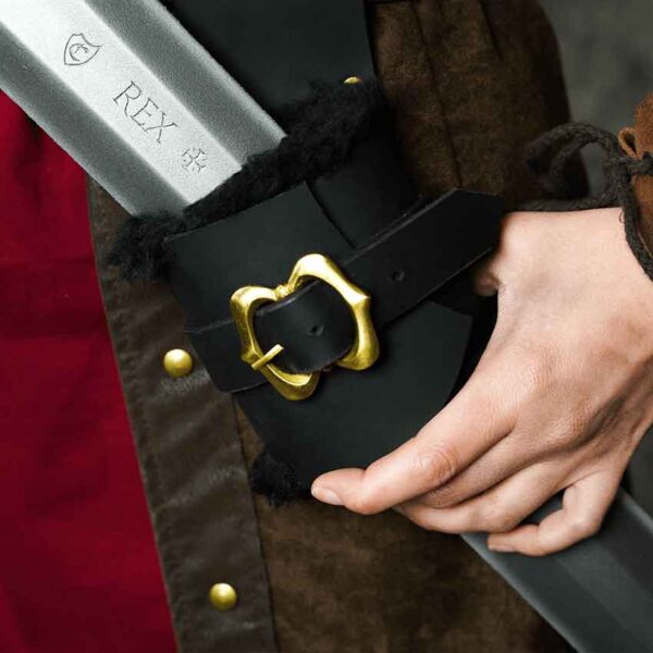 Fur Lined Leather Sword Frog - Black
