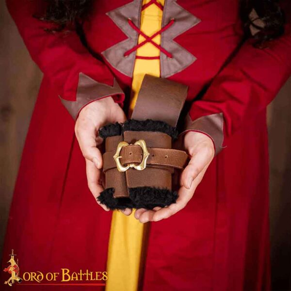Fur Lined Leather Sword Frog - Brown