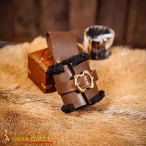 Fur Lined Leather Sword Frog - Brown