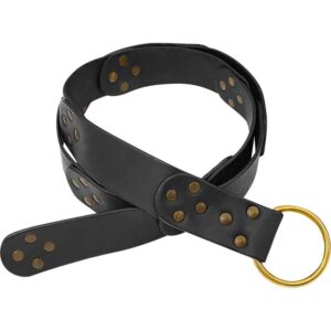 Bertrand Medieval Belt with Brass Ring - Black