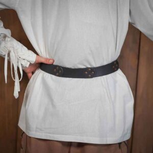 Bertrand Medieval Belt with Brass Ring - Black