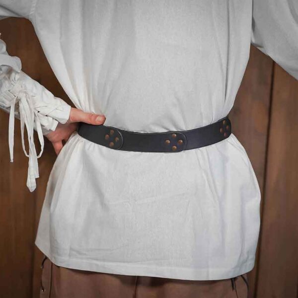 Bertrand Medieval Belt with Brass Ring - Black