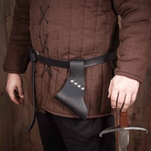 Angled Leather Sword Frog - Black