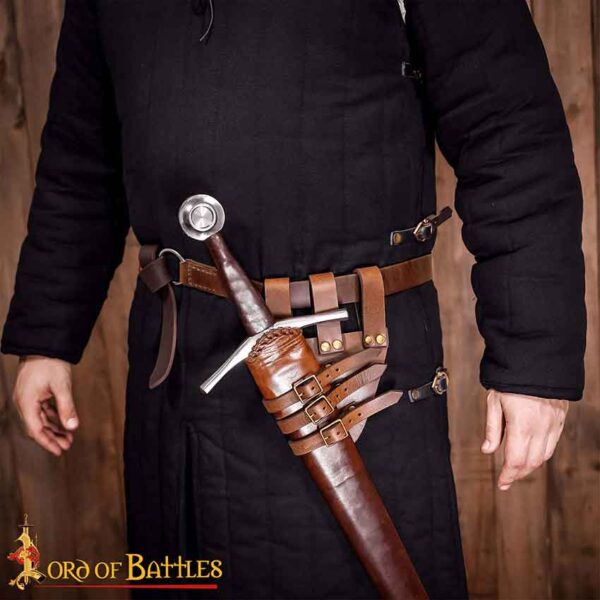 Triple Buckle Rapier Sword Frog - Brown