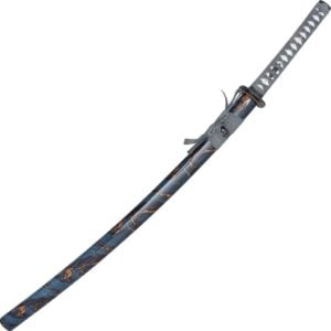 Blue Marbled Carbon Steel Katana